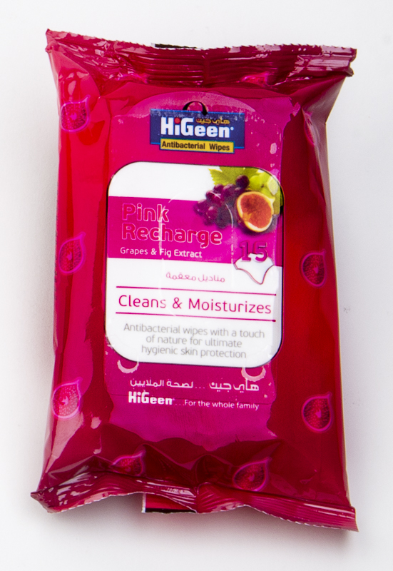 Higeen Pink Recharge Wet Wipes 15Pcs